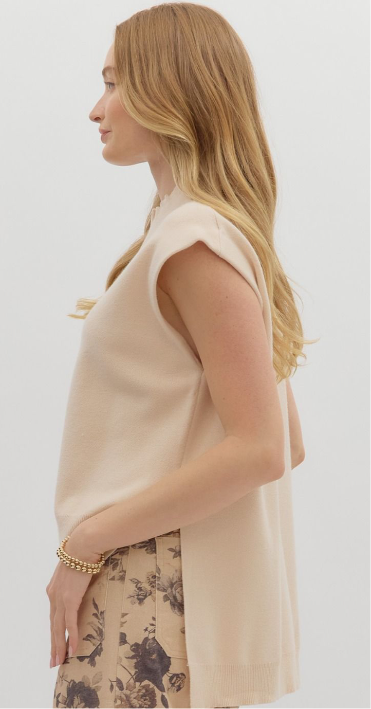 Hi-Lo Mock Turtleneck Sweater
