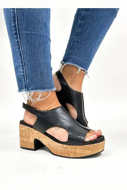 Miss Carly Black Corky Wedge