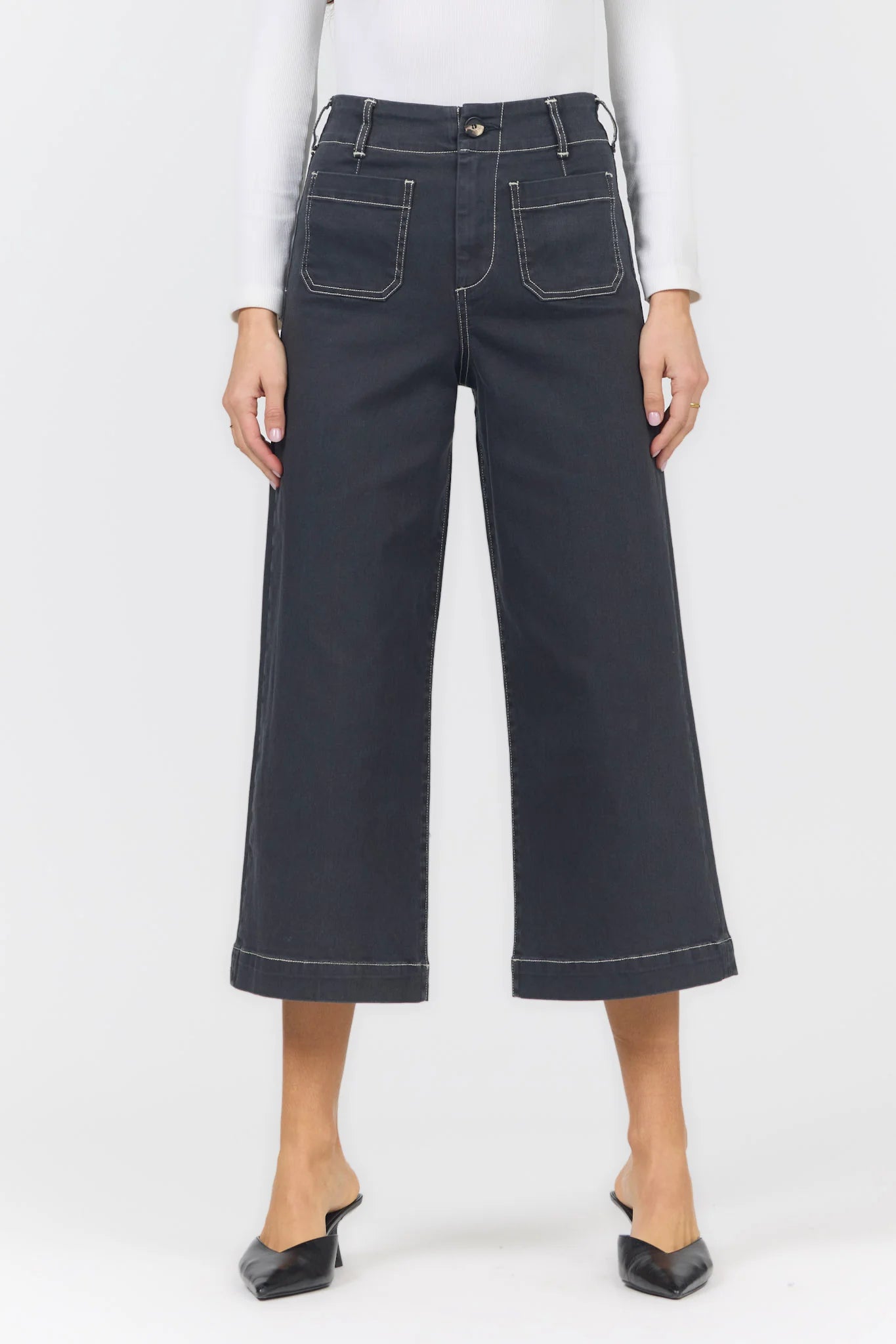 Audrey Wide Leg Jean Washed Black