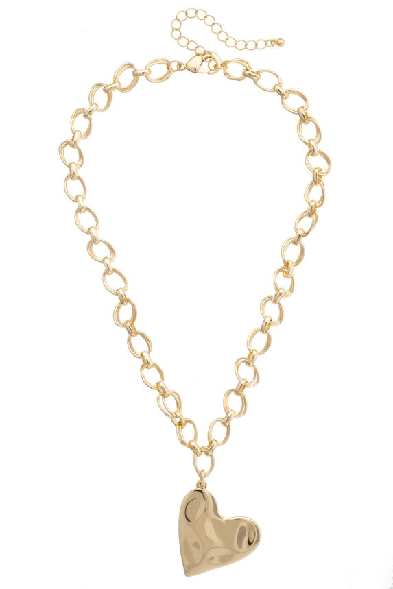 Elise Hammered Heart Chain Necklace