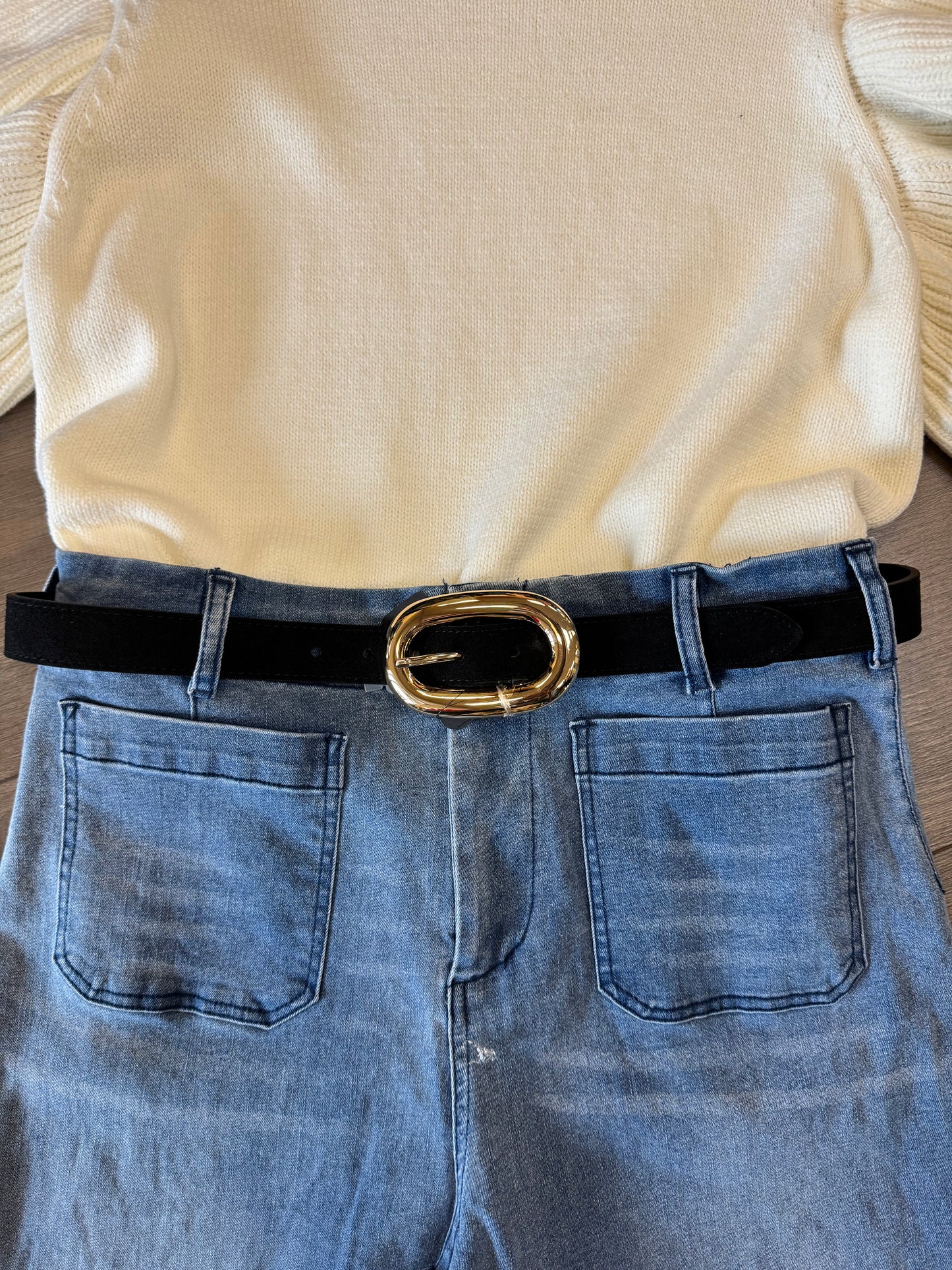 Leather Oval Buckle Belt
