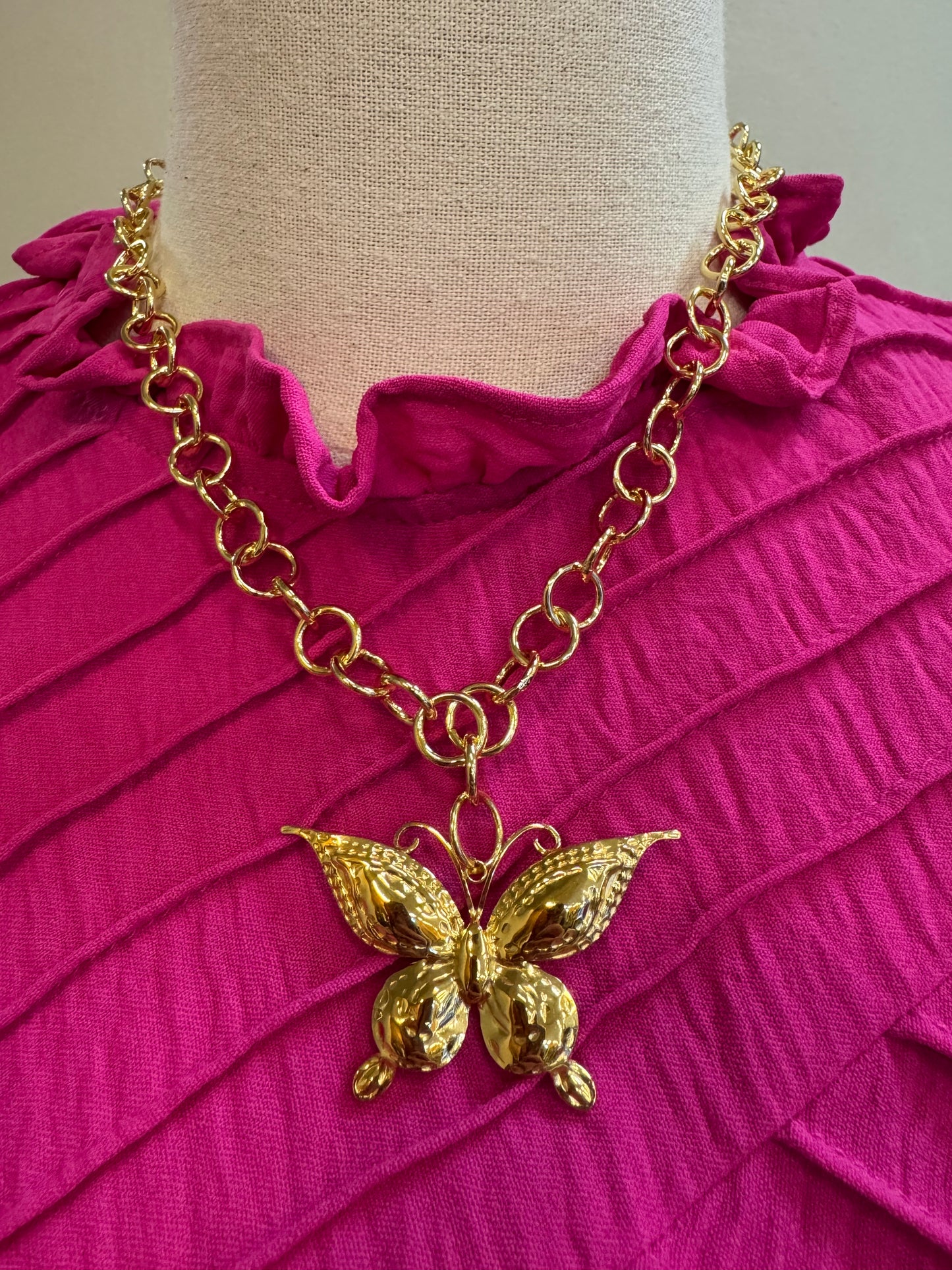 Golden Butterfly Statement Necklace