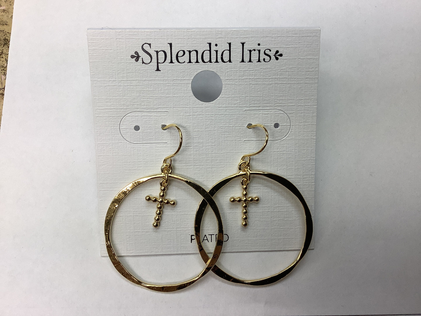 Open Circle with Dotted Cross Charm Earrings