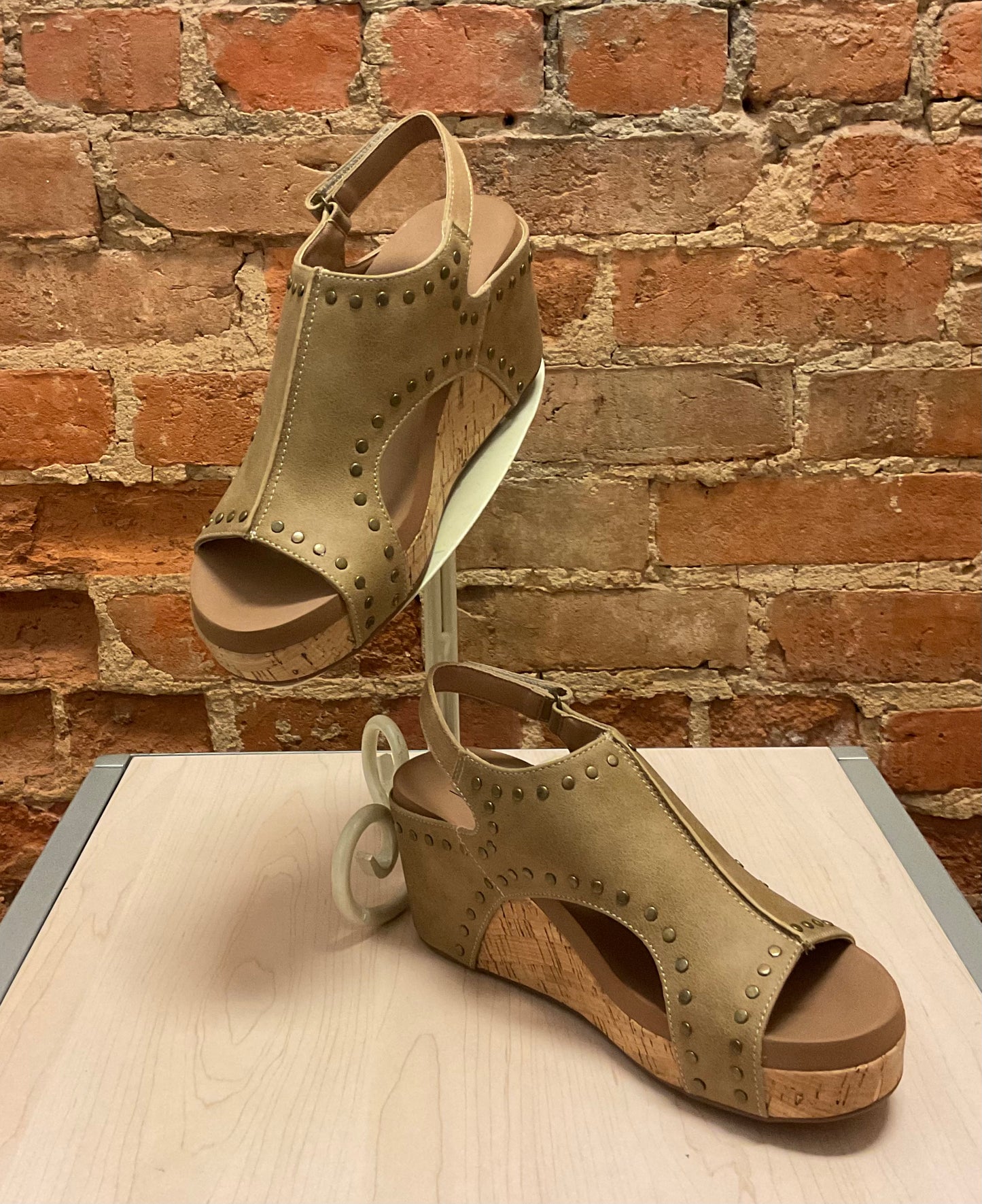 Carley Taupe Stud Wedge