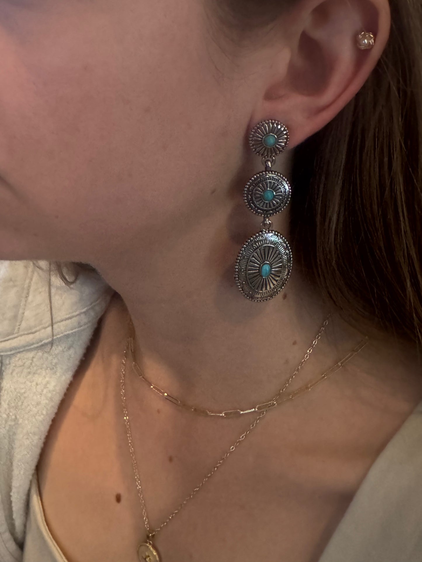 Turquoise 3-Tiered Earrings