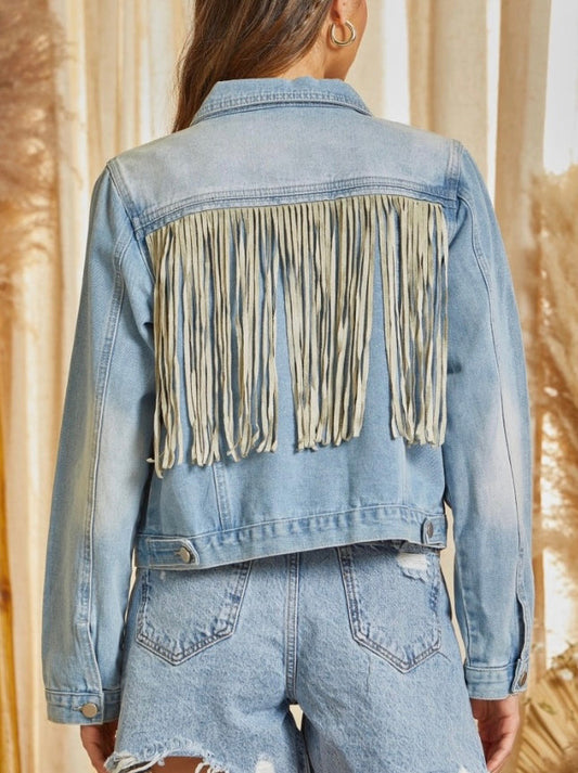 Denim Fringe Jacket