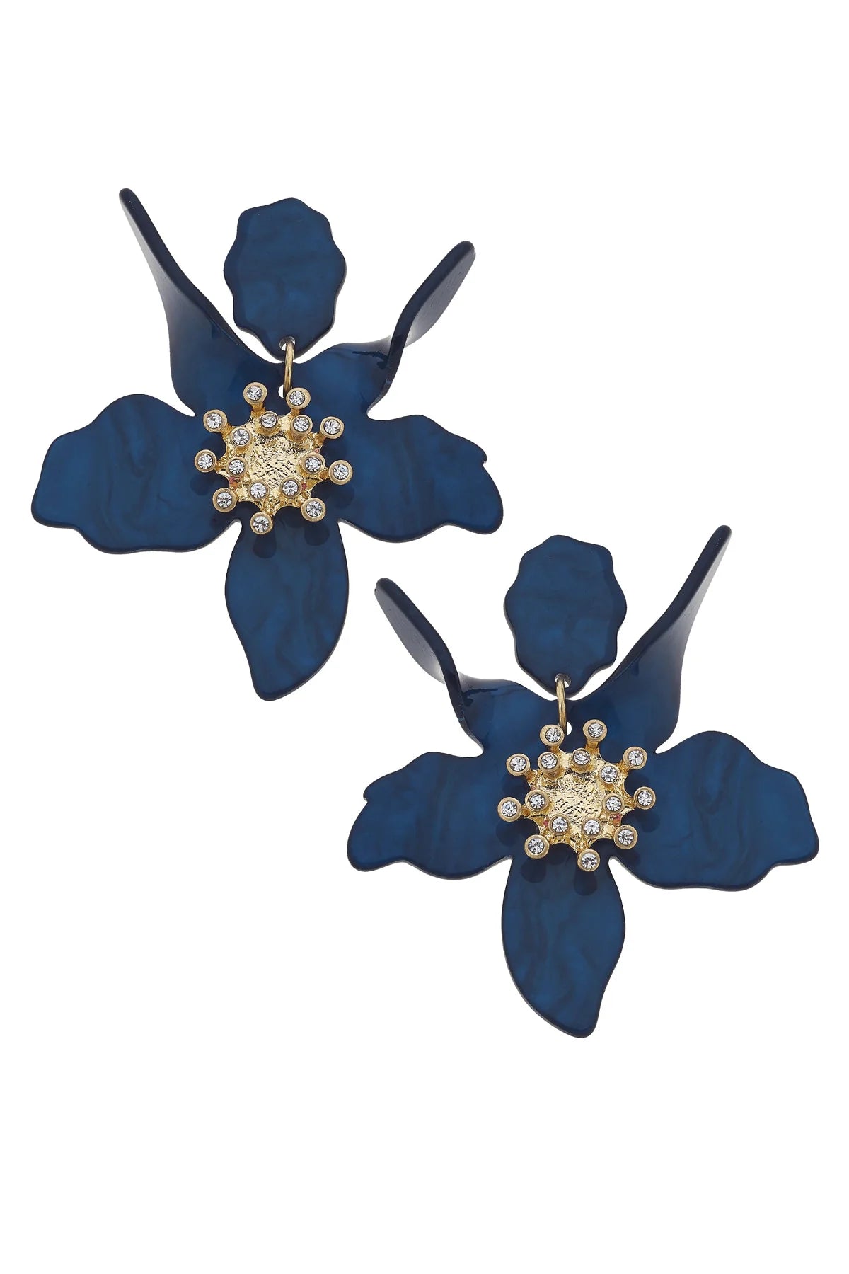 Chloe Resin Flower Earrings (Navy)