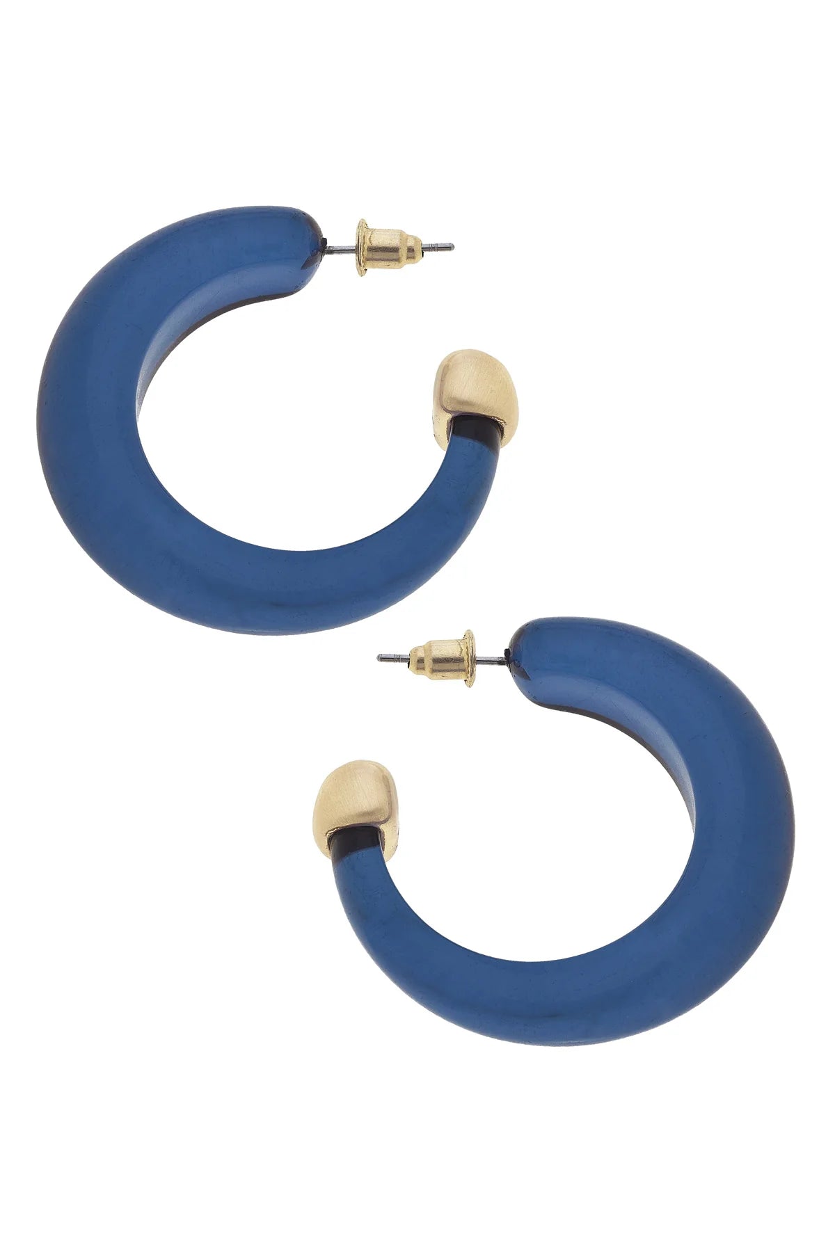 Brady Resin Hoop Earrings (Navy)