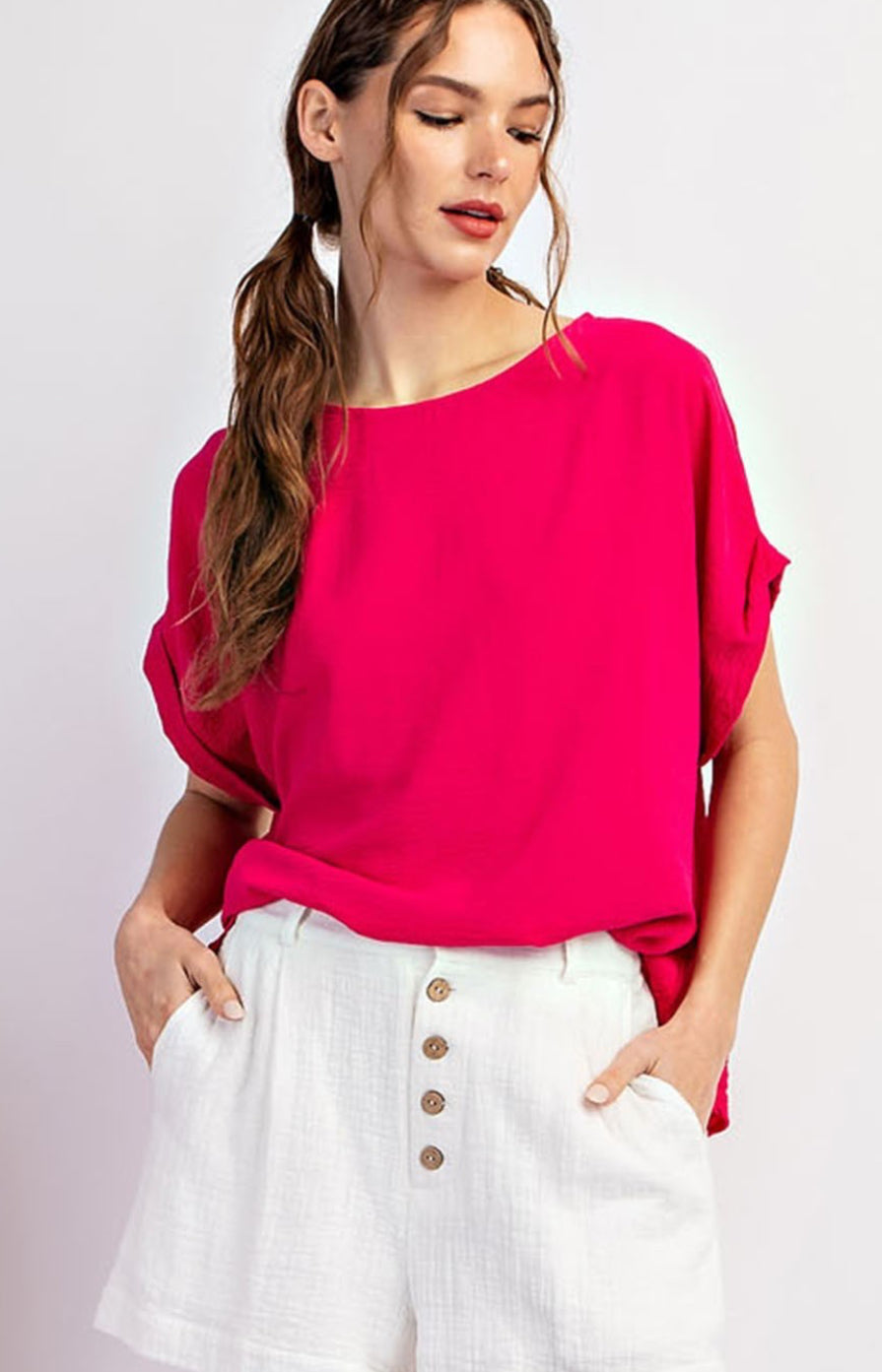 Solid Short Sleeve Top