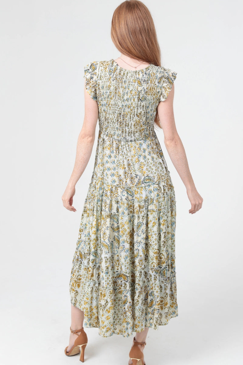 Golden Meadow Midi Dress