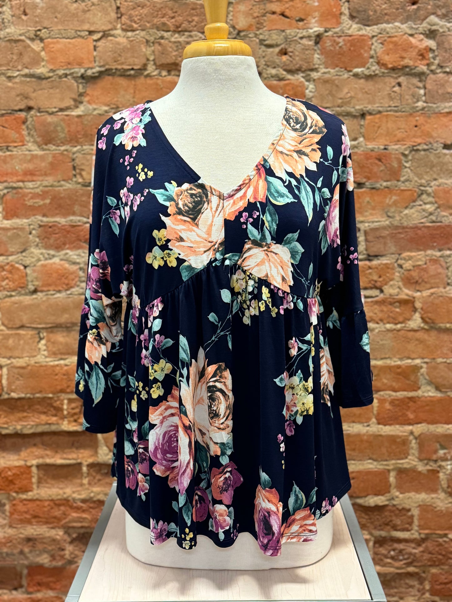 Navy Floral Garden Top