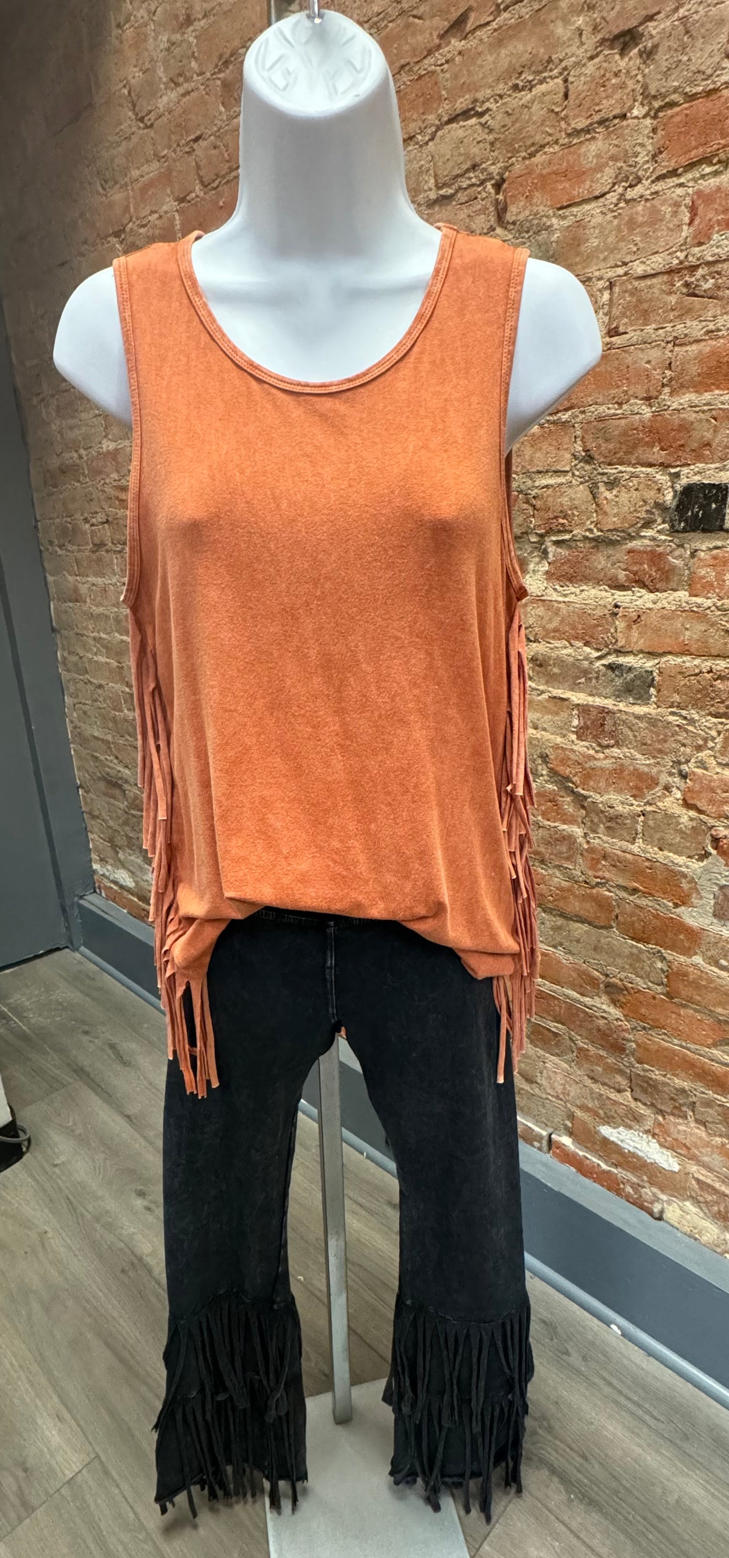 Mineral Fringed Sleeveless Top