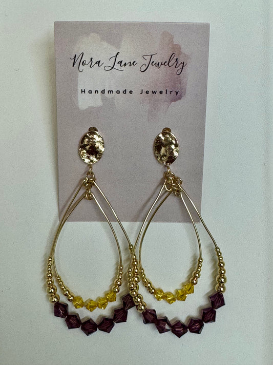 Nora Lane Purple & Gold Dangle Earrings