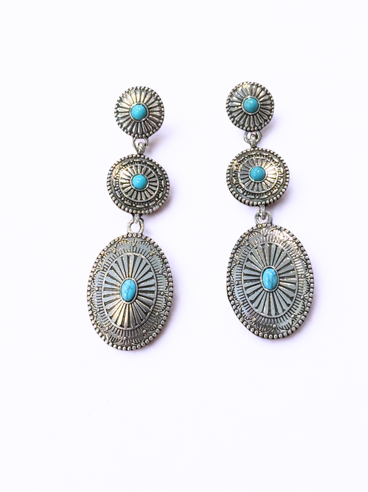 Turquoise 3-Tiered Earrings