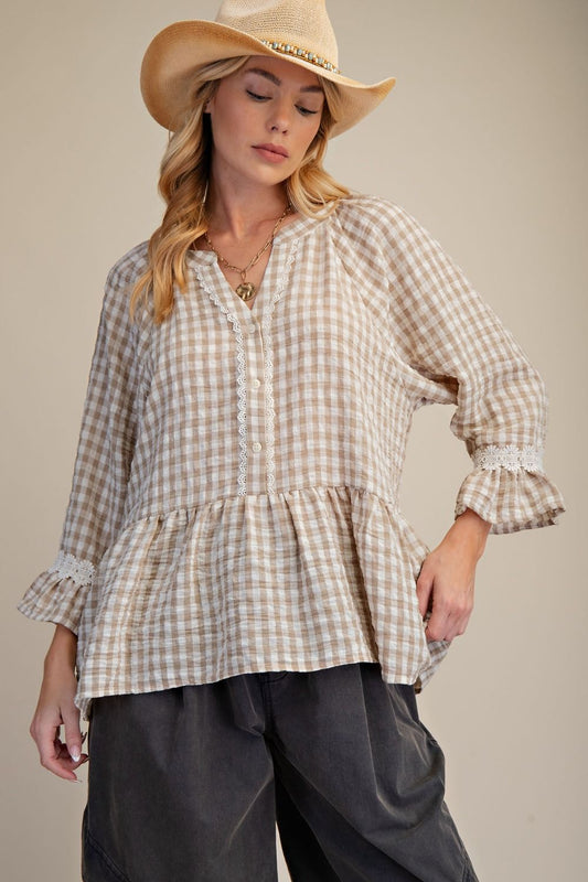 Vintage Charm Gingham Top