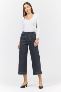 Audrey Wide Leg Jean Washed Black