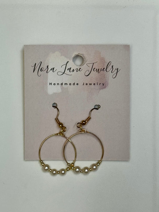 Nora Lane Gold and Pearl Hoop Earrings