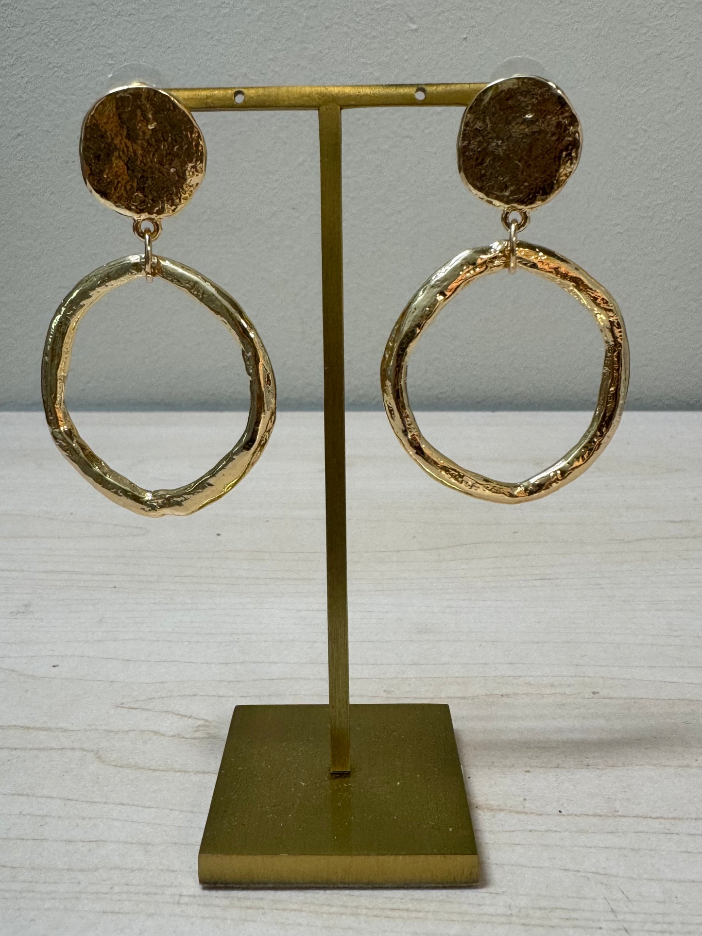 Hammered Gold Drop Earrings
