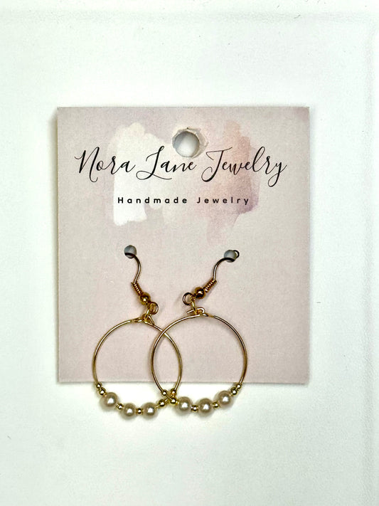 Nora Lane Golden Pearl Drop Hoop Earrings