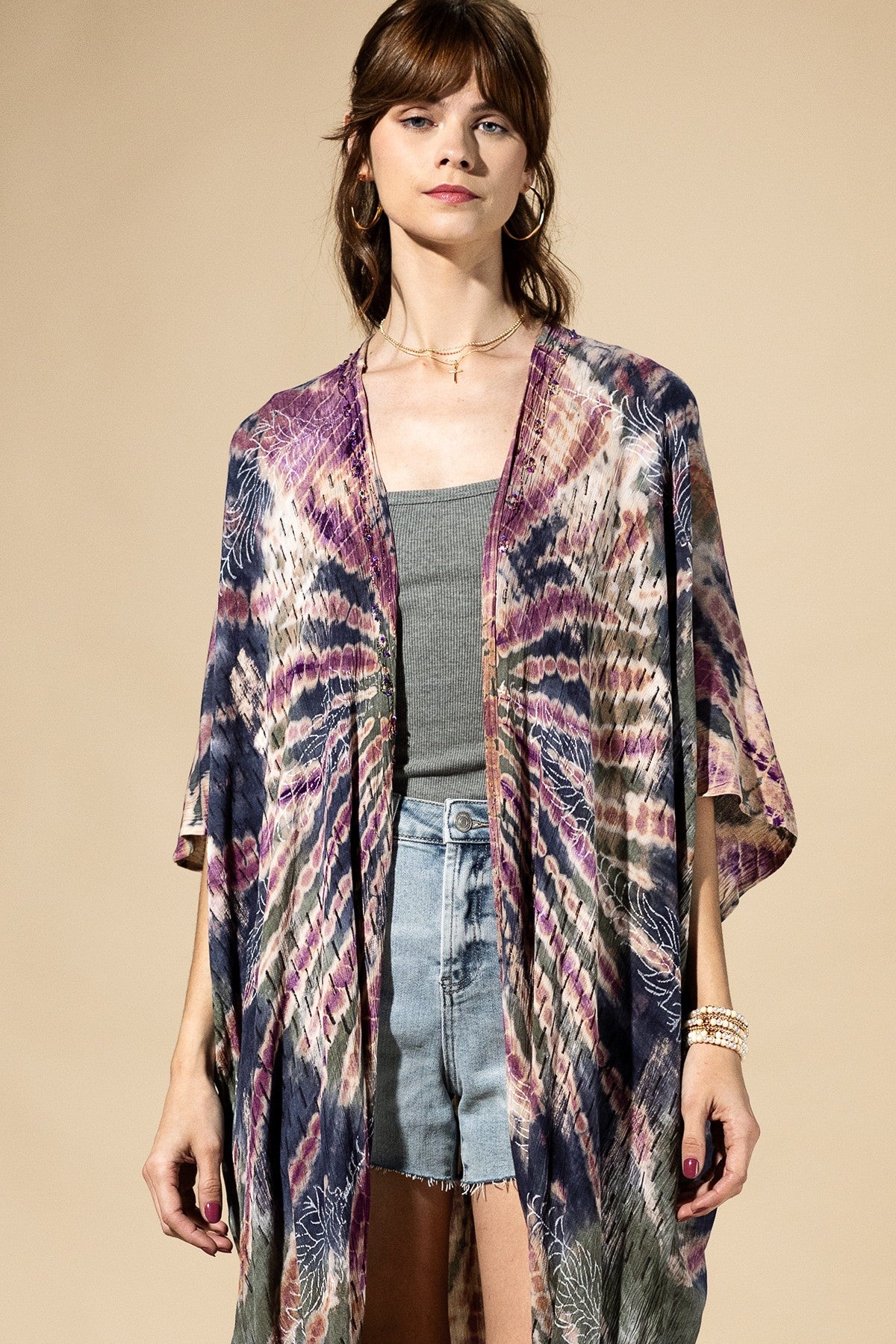 Midnight Moss Tie-Dye Kimono