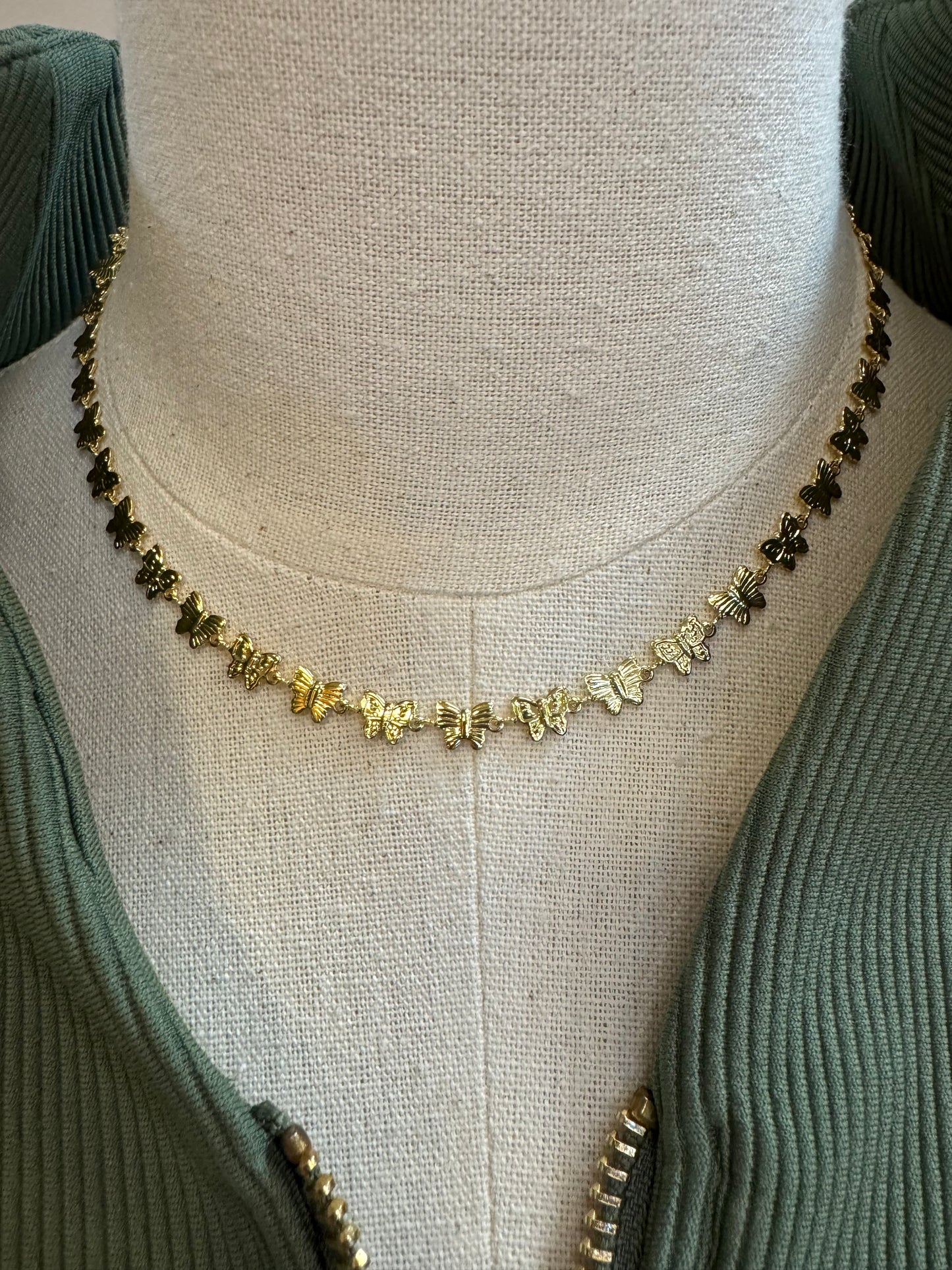 Golden Butterfly Chain Necklace ￼