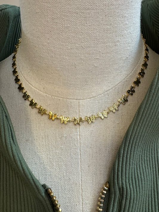Golden Butterfly Chain Necklace ￼