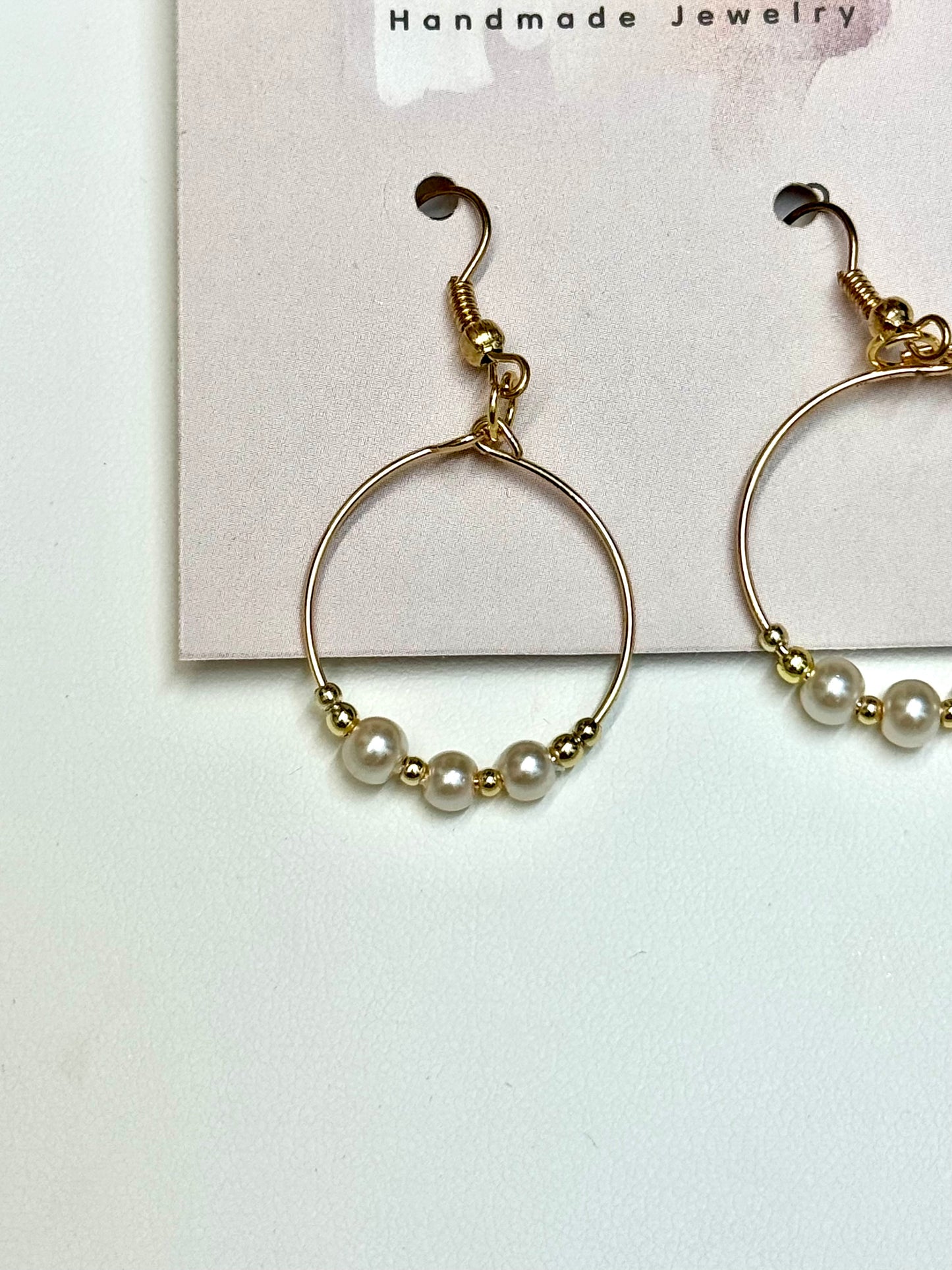 Nora Lane Golden Pearl Drop Hoop Earrings