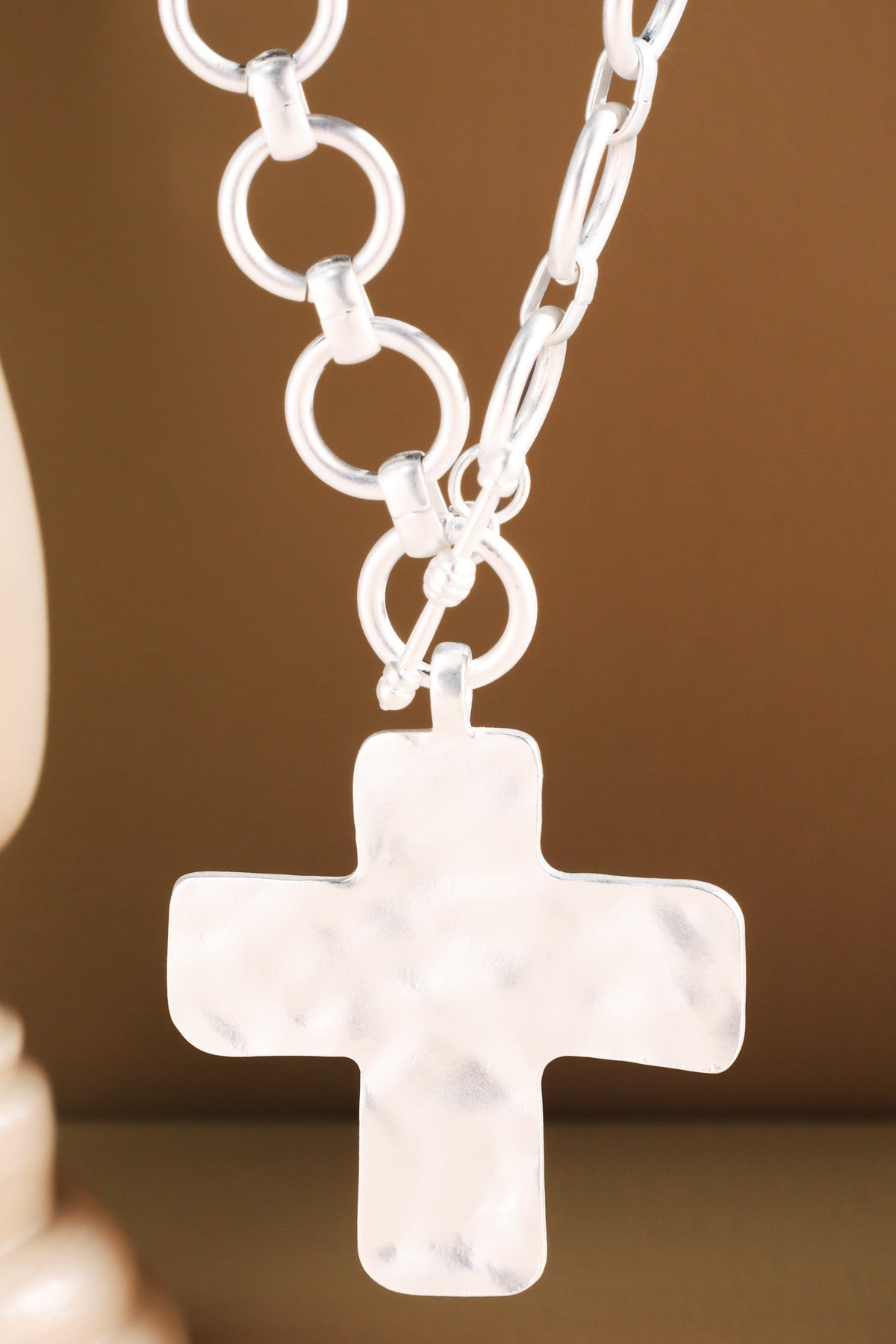 Hammered Cross Pendant Necklace