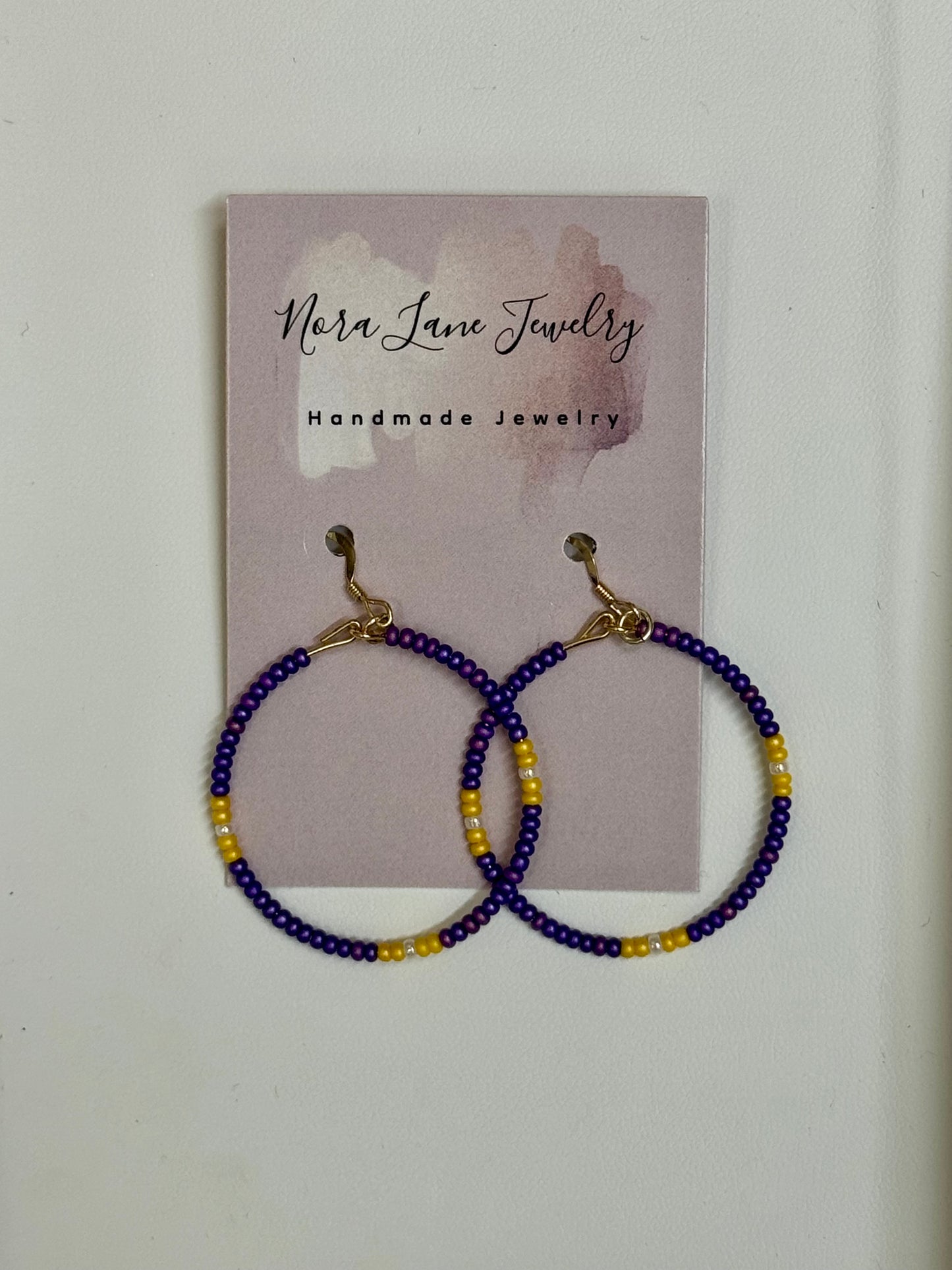 Purple and Gold Hoop Earrings