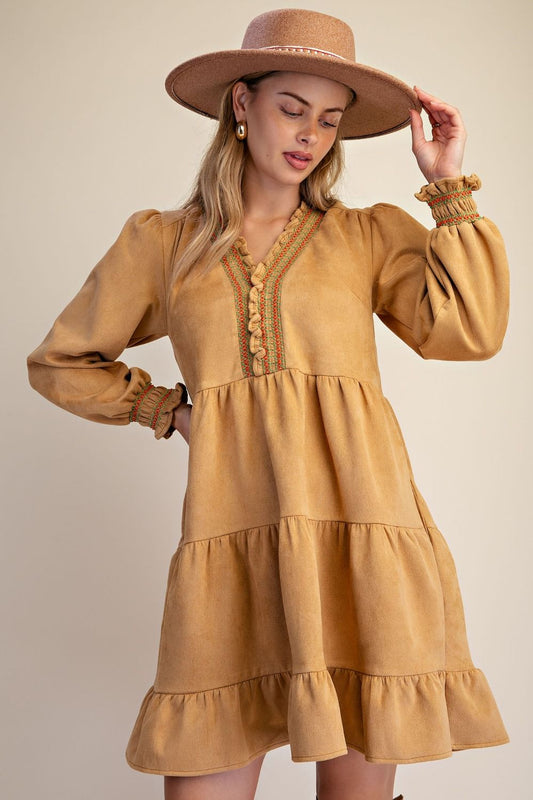 Autumn Honey Ruffle Dress