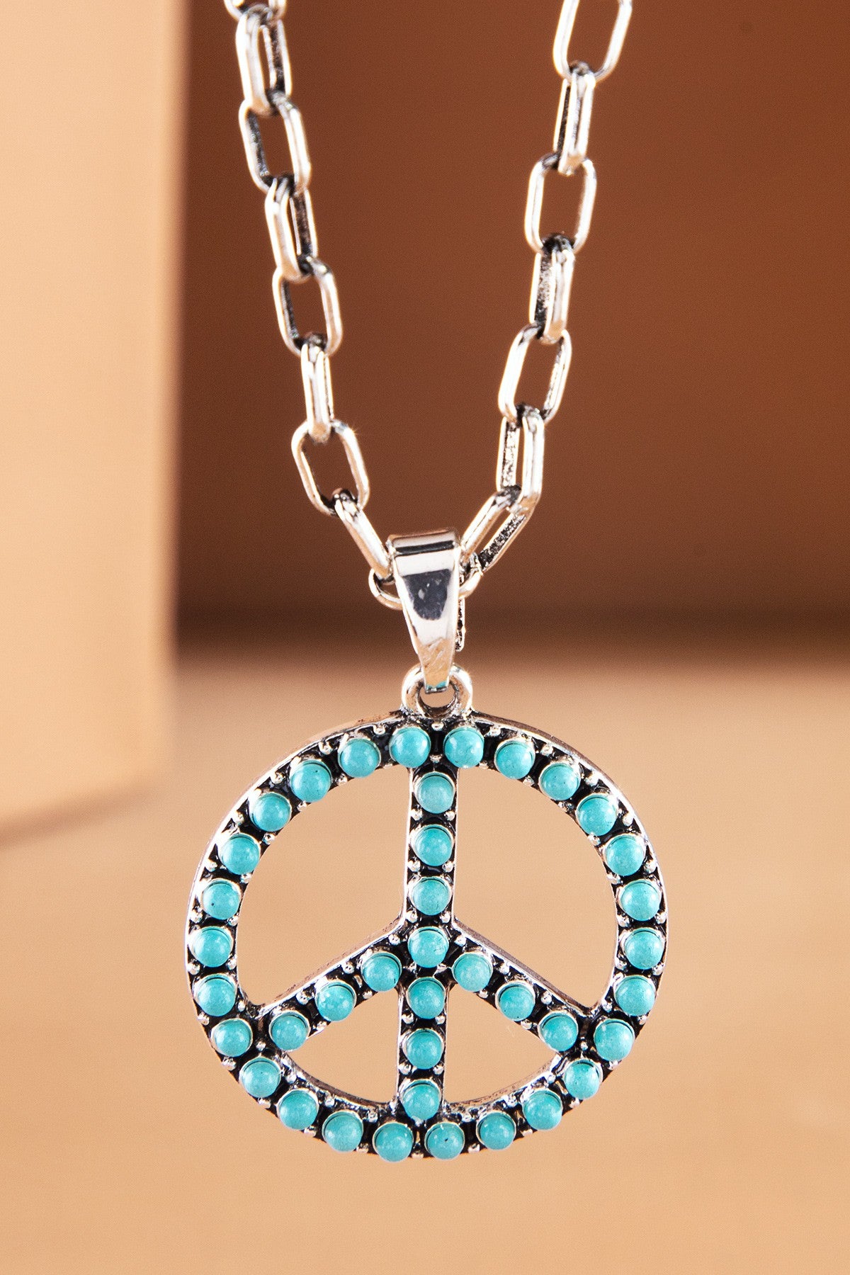 Turquoise Peace Sign Pendant Necklace