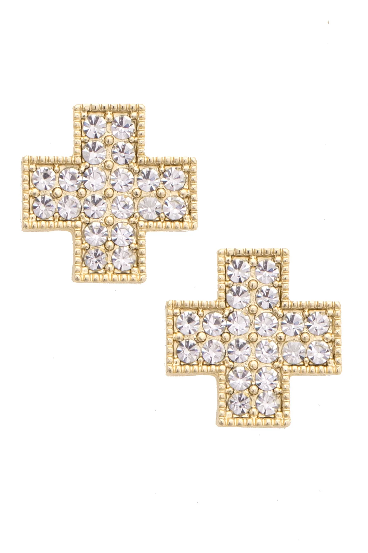 Kenna Square Pave’ Cross Stud Earrings