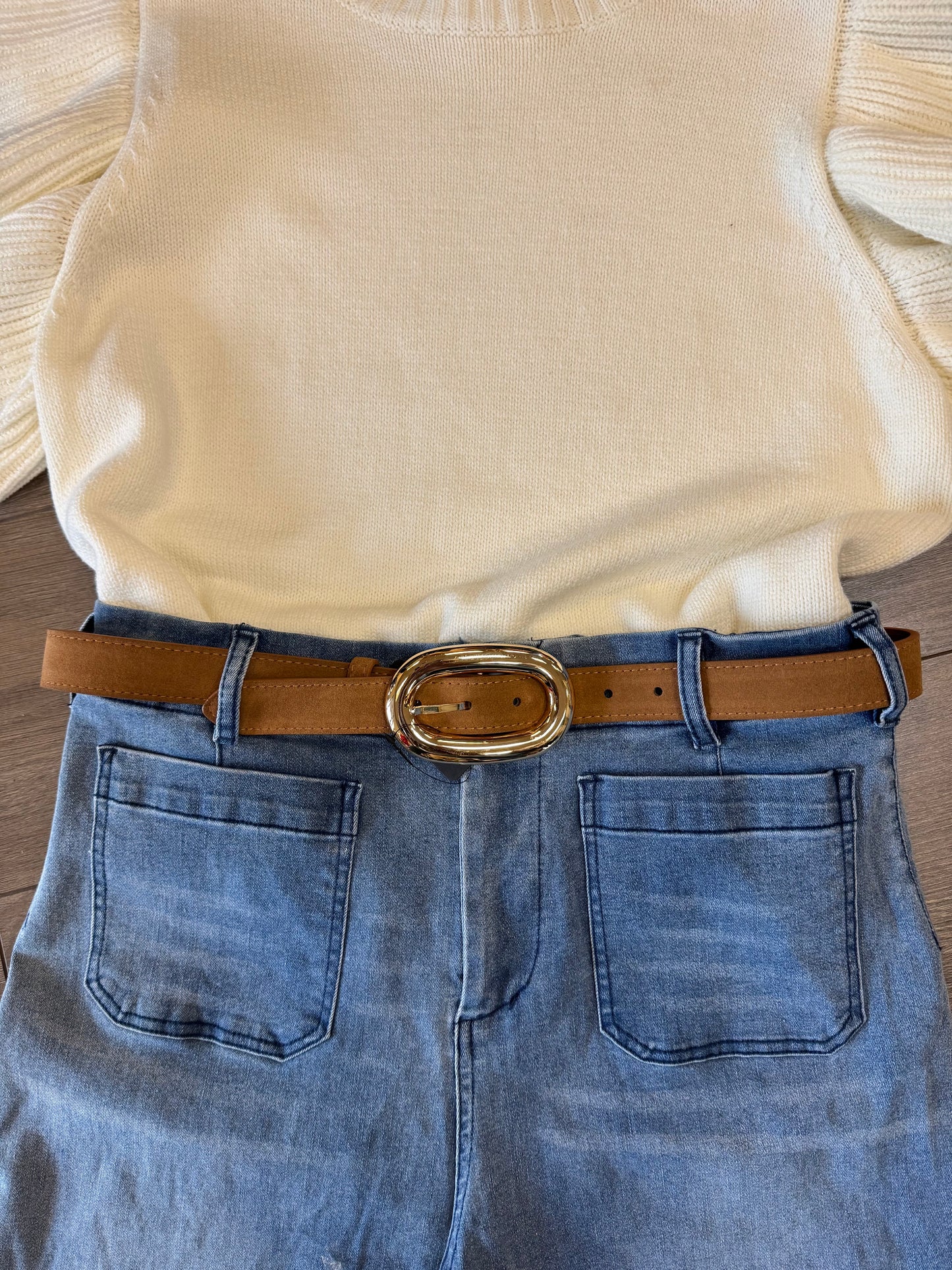 Leather Oval Buckle Belt