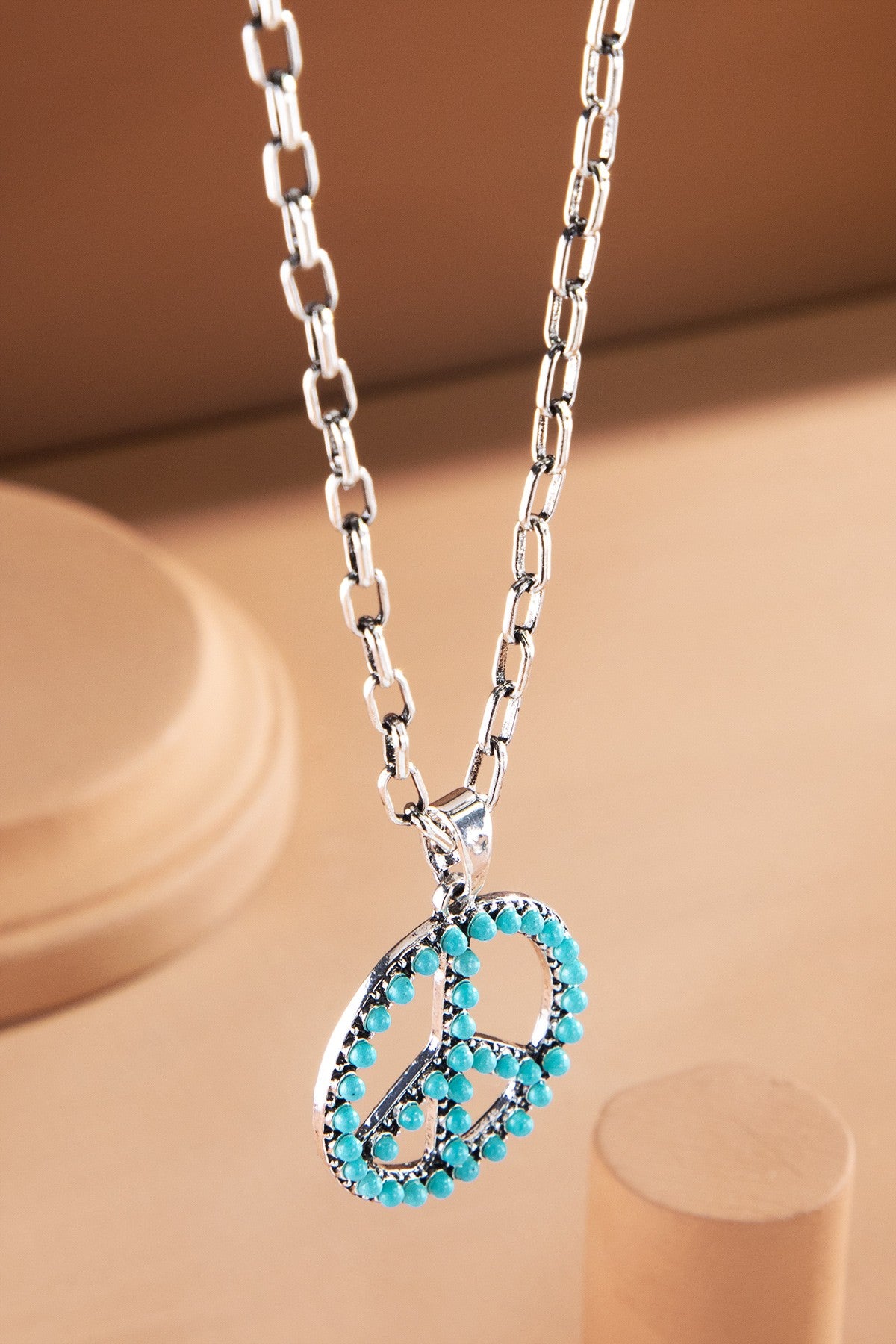 Turquoise Peace Sign Pendant Necklace