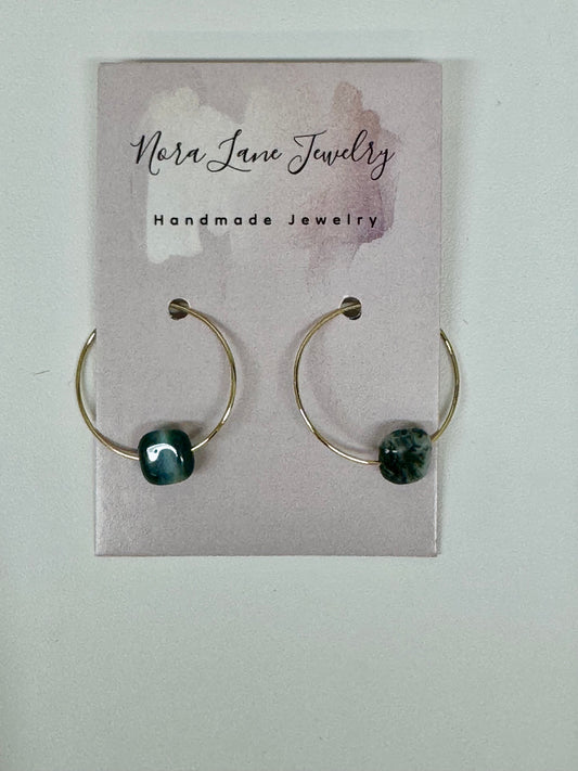 Nora Lane Earth-Stone Hoop Earrings