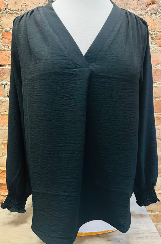 Black Smock Sleeve Blouse
