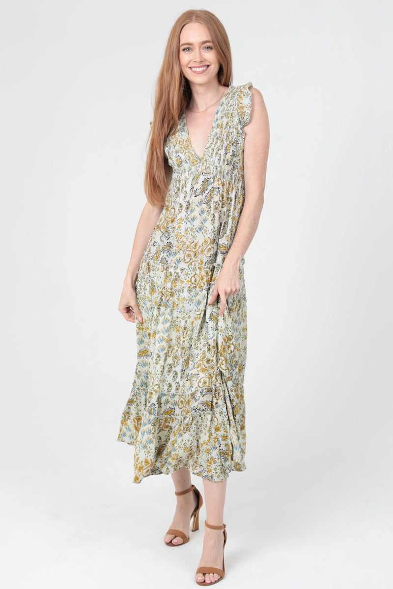 Golden Meadow Midi Dress