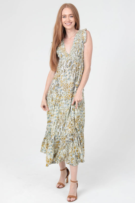 Golden Meadow Midi Dress