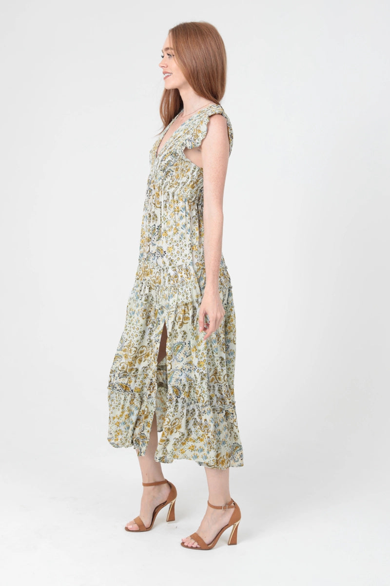 Golden Meadow Midi Dress