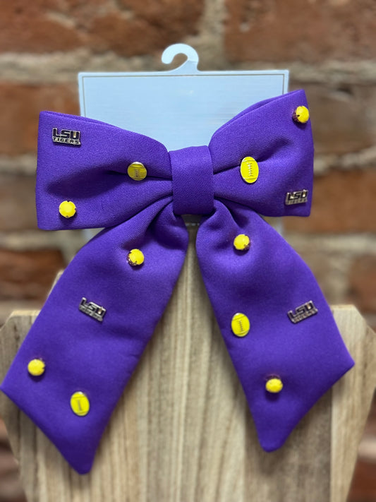 LSU Geaux Tigers Charm Hair Bow