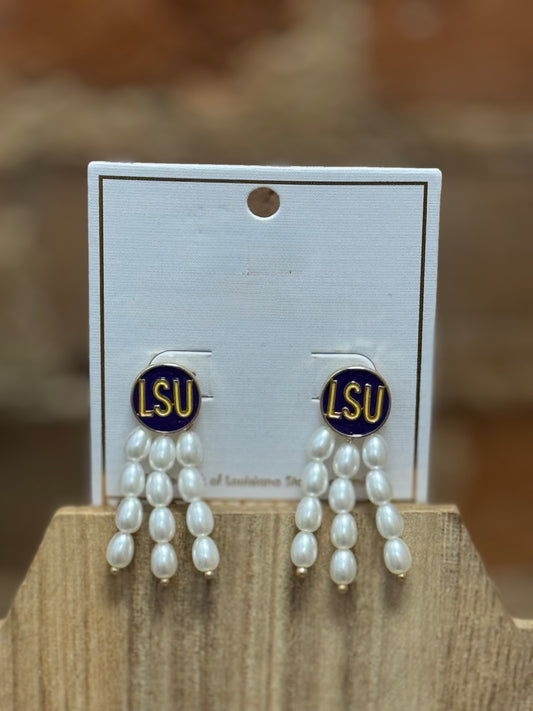 LSU Pearl Earrings