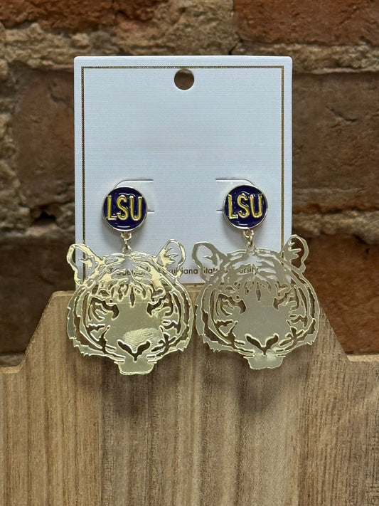 LSU Tiger Face Earrings