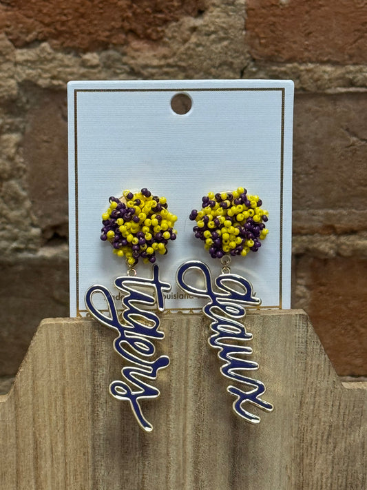 Geaux Tigers Purple and Gold EARRINGS